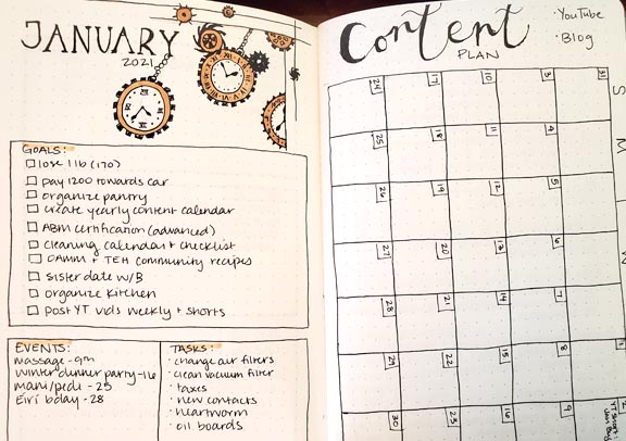monthly spread - bullet journal for beginners